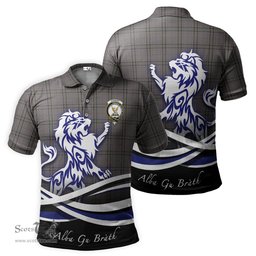 ScotsTee Shop Scottish Stewart Grey Clan Crest Tartan Polo Shirt Alba Gu Brath Regal Lion Emblem