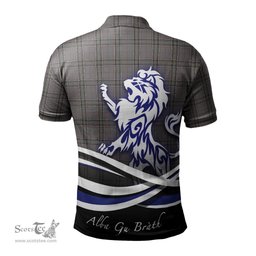 ScotsTee Shop Scottish Stewart Grey Clan Crest Tartan Polo Shirt Alba Gu Brath Regal Lion Emblem