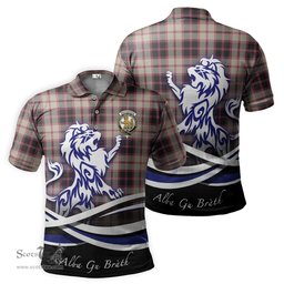 ScotsTee Shop Scottish MacPherson Hunting Ancient Clan Crest Tartan Polo Shirt Alba Gu Brath Regal Lion Emblem