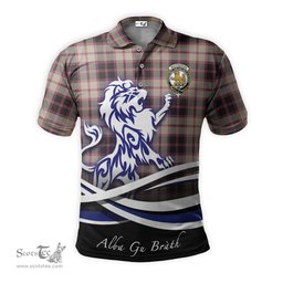 ScotsTee Shop Scottish MacPherson Hunting Ancient Clan Crest Tartan Polo Shirt Alba Gu Brath Regal Lion Emblem