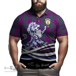 ScotsTee Shop Scottish Wardlaw Clan Crest Tartan Polo Shirt Alba Gu Brath Regal Lion Emblem