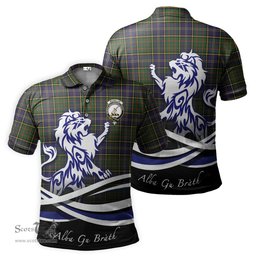 ScotsTee Shop Scottish MacMillan Hunting Modern Clan Crest Tartan Polo Shirt Alba Gu Brath Regal Lion Emblem