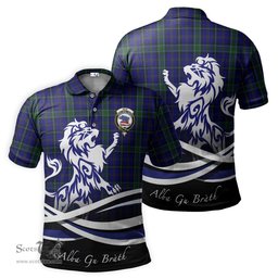 ScotsTee Shop Scottish Weir Clan Crest Tartan Polo Shirt Alba Gu Brath Regal Lion Emblem