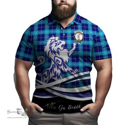 ScotsTee Shop Scottish McKerrell Clan Crest Tartan Polo Shirt Alba Gu Brath Regal Lion Emblem