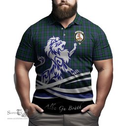 ScotsTee Shop Scottish Sutherland Clan Crest Tartan Polo Shirt Alba Gu Brath Regal Lion Emblem