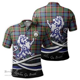ScotsTee Shop Scottish Norvel Clan Crest Tartan Polo Shirt Alba Gu Brath Regal Lion Emblem