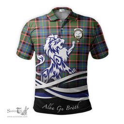ScotsTee Shop Scottish Norvel Clan Crest Tartan Polo Shirt Alba Gu Brath Regal Lion Emblem