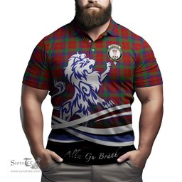 ScotsTee Shop Scottish Robertson Clan Crest Tartan Polo Shirt Alba Gu Brath Regal Lion Emblem