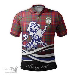 ScotsTee Shop Scottish Shaw Red Modern Clan Crest Tartan Polo Shirt Alba Gu Brath Regal Lion Emblem