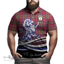 ScotsTee Shop Scottish Shaw Red Modern Clan Crest Tartan Polo Shirt Alba Gu Brath Regal Lion Emblem