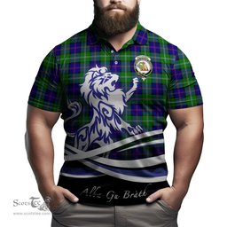 ScotsTee Shop Scottish MacThomas Modern Clan Crest Tartan Polo Shirt Alba Gu Brath Regal Lion Emblem