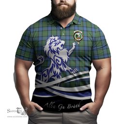 ScotsTee Shop Scottish MacLaren Ancient Clan Crest Tartan Polo Shirt Alba Gu Brath Regal Lion Emblem