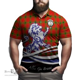 ScotsTee Shop Scottish MacQuarrie Modern Clan Crest Tartan Polo Shirt Alba Gu Brath Regal Lion Emblem