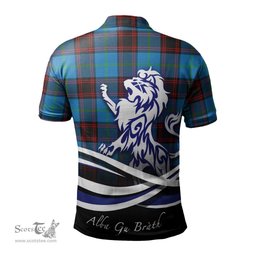 ScotsTee Shop Scottish Wedderburn Clan Crest Tartan Polo Shirt Alba Gu Brath Regal Lion Emblem