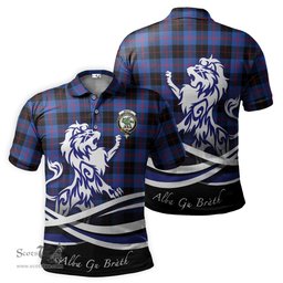 ScotsTee Shop Scottish Maule Clan Crest Tartan Polo Shirt Alba Gu Brath Regal Lion Emblem
