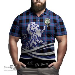 ScotsTee Shop Scottish Maule Clan Crest Tartan Polo Shirt Alba Gu Brath Regal Lion Emblem