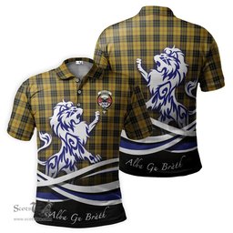 ScotsTee Shop Scottish MacLeod Clan Crest Tartan Polo Shirt Alba Gu Brath Regal Lion Emblem