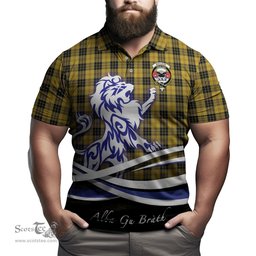 ScotsTee Shop Scottish MacLeod Clan Crest Tartan Polo Shirt Alba Gu Brath Regal Lion Emblem