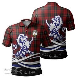 ScotsTee Shop Scottish Wallace Clan Crest Tartan Polo Shirt Alba Gu Brath Regal Lion Emblem