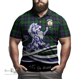 ScotsTee Shop Scottish Stewart Old Clan Crest Tartan Polo Shirt Alba Gu Brath Regal Lion Emblem