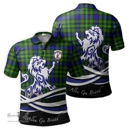 ScotsTee Shop Scottish Rollo Modern Clan Crest Tartan Polo Shirt Alba Gu Brath Regal Lion Emblem