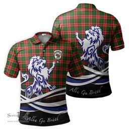ScotsTee Shop Scottish Pollock Modern Clan Crest Tartan Polo Shirt Alba Gu Brath Regal Lion Emblem