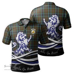 ScotsTee Shop Scottish MacTavish Hunting Clan Crest Tartan Polo Shirt Alba Gu Brath Regal Lion Emblem