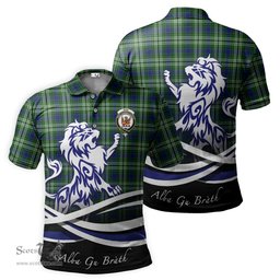 ScotsTee Shop Scottish Mow Clan Crest Tartan Polo Shirt Alba Gu Brath Regal Lion Emblem