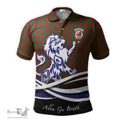 ScotsTee Shop Scottish Moncrieff Clan Crest Tartan Polo Shirt Alba Gu Brath Regal Lion Emblem