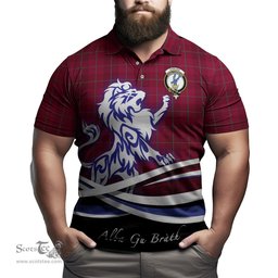 ScotsTee Shop Scottish Stirling of Keir Clan Crest Tartan Polo Shirt Alba Gu Brath Regal Lion Emblem