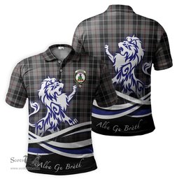 ScotsTee Shop Scottish Thompson Grey Clan Crest Tartan Polo Shirt Alba Gu Brath Regal Lion Emblem