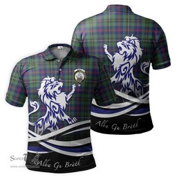 ScotsTee Shop Scottish Wood Modern Clan Crest Tartan Polo Shirt Alba Gu Brath Regal Lion Emblem