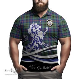 ScotsTee Shop Scottish Wood Modern Clan Crest Tartan Polo Shirt Alba Gu Brath Regal Lion Emblem