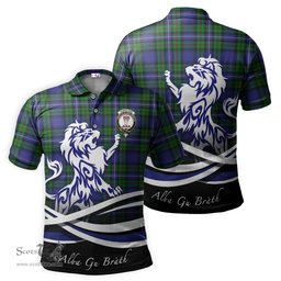 ScotsTee Shop Scottish Robertson Hunting Modern Clan Crest Tartan Polo Shirt Alba Gu Brath Regal Lion Emblem