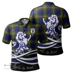 ScotsTee Shop Scottish Muir Clan Crest Tartan Polo Shirt Alba Gu Brath Regal Lion Emblem