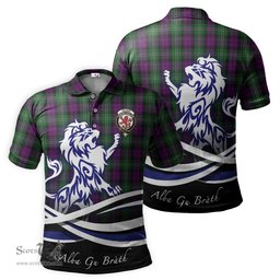 ScotsTee Shop Scottish Wilson Clan Crest Tartan Polo Shirt Alba Gu Brath Regal Lion Emblem