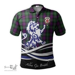 ScotsTee Shop Scottish Wilson Clan Crest Tartan Polo Shirt Alba Gu Brath Regal Lion Emblem