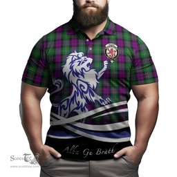 ScotsTee Shop Scottish Wilson Clan Crest Tartan Polo Shirt Alba Gu Brath Regal Lion Emblem