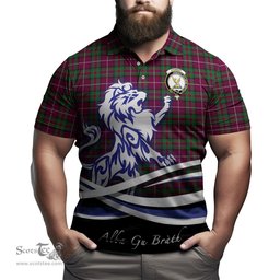 ScotsTee Shop Scottish Stewart of Bute Hunting Clan Crest Tartan Polo Shirt Alba Gu Brath Regal Lion Emblem
