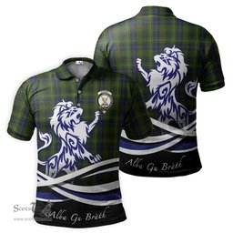 ScotsTee Shop Scottish Stewart Hunting Clan Crest Tartan Polo Shirt Alba Gu Brath Regal Lion Emblem