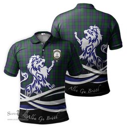 ScotsTee Shop Scottish Shaw Clan Crest Tartan Polo Shirt Alba Gu Brath Regal Lion Emblem