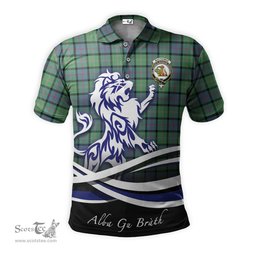 ScotsTee Shop Scottish MacThomas Ancient Clan Crest Tartan Polo Shirt Alba Gu Brath Regal Lion Emblem