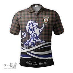 ScotsTee Shop Scottish Sutherland Weathered Clan Crest Tartan Polo Shirt Alba Gu Brath Regal Lion Emblem