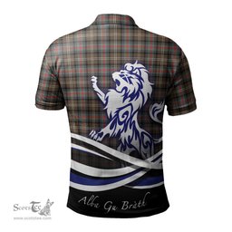 ScotsTee Shop Scottish Sutherland Weathered Clan Crest Tartan Polo Shirt Alba Gu Brath Regal Lion Emblem