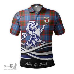 ScotsTee Shop Scottish Pentland Clan Crest Tartan Polo Shirt Alba Gu Brath Regal Lion Emblem
