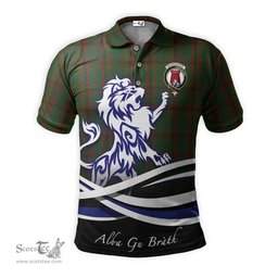 ScotsTee Shop Scottish Macnaughton Hunting Clan Crest Tartan Polo Shirt Alba Gu Brath Regal Lion Emblem