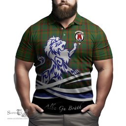 ScotsTee Shop Scottish Macnaughton Hunting Clan Crest Tartan Polo Shirt Alba Gu Brath Regal Lion Emblem