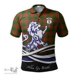 ScotsTee Shop Scottish Menzies Green Modern Clan Crest Tartan Polo Shirt Alba Gu Brath Regal Lion Emblem