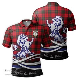 ScotsTee Shop Scottish Wallace Weathered Clan Crest Tartan Polo Shirt Alba Gu Brath Regal Lion Emblem