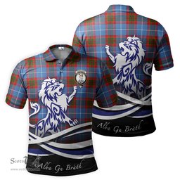 ScotsTee Shop Scottish Pennycook Clan Crest Tartan Polo Shirt Alba Gu Brath Regal Lion Emblem